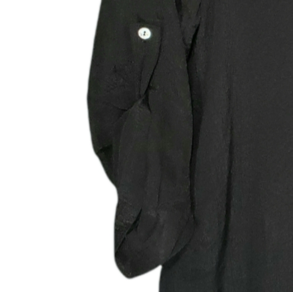 Fever Roll-tab Sleeve Black Short Sleeved Top Blouse Shirt Women's Small NWT - Picture 4 of 8